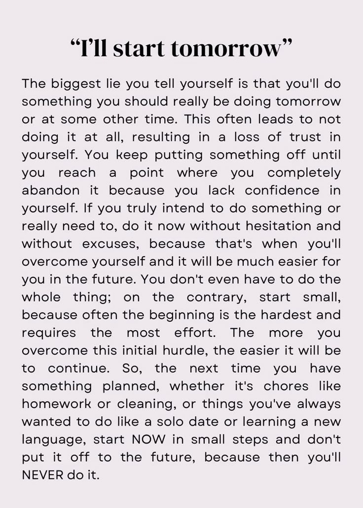 I'll start tomorrow