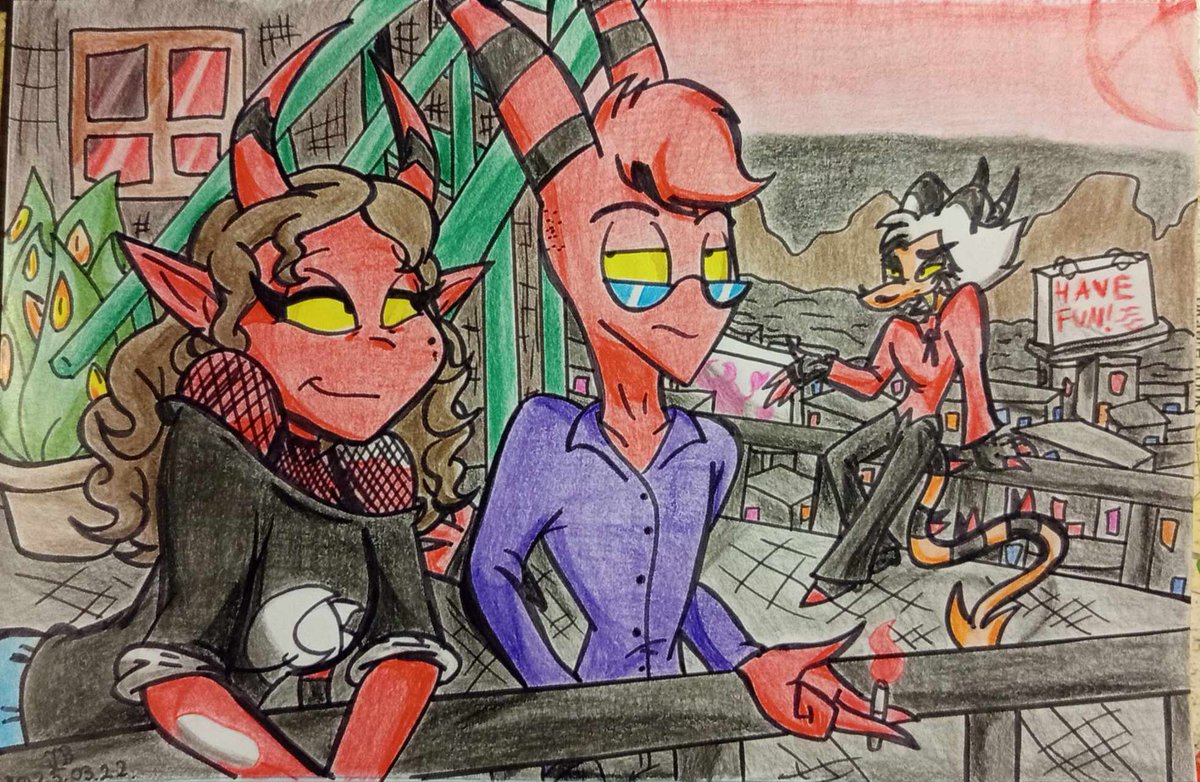 Bogit0717's tweet image. Helluva Boss fanart with my best friend on DeviantArt: deviantart.com/astrathegaul

❗️❗️❗️His and my Helluva Boss verions are both belongs to me! It is not cannon,it is just for fun!❗️❗️❗️
#helluvabossfanart  #helluvabossOCs