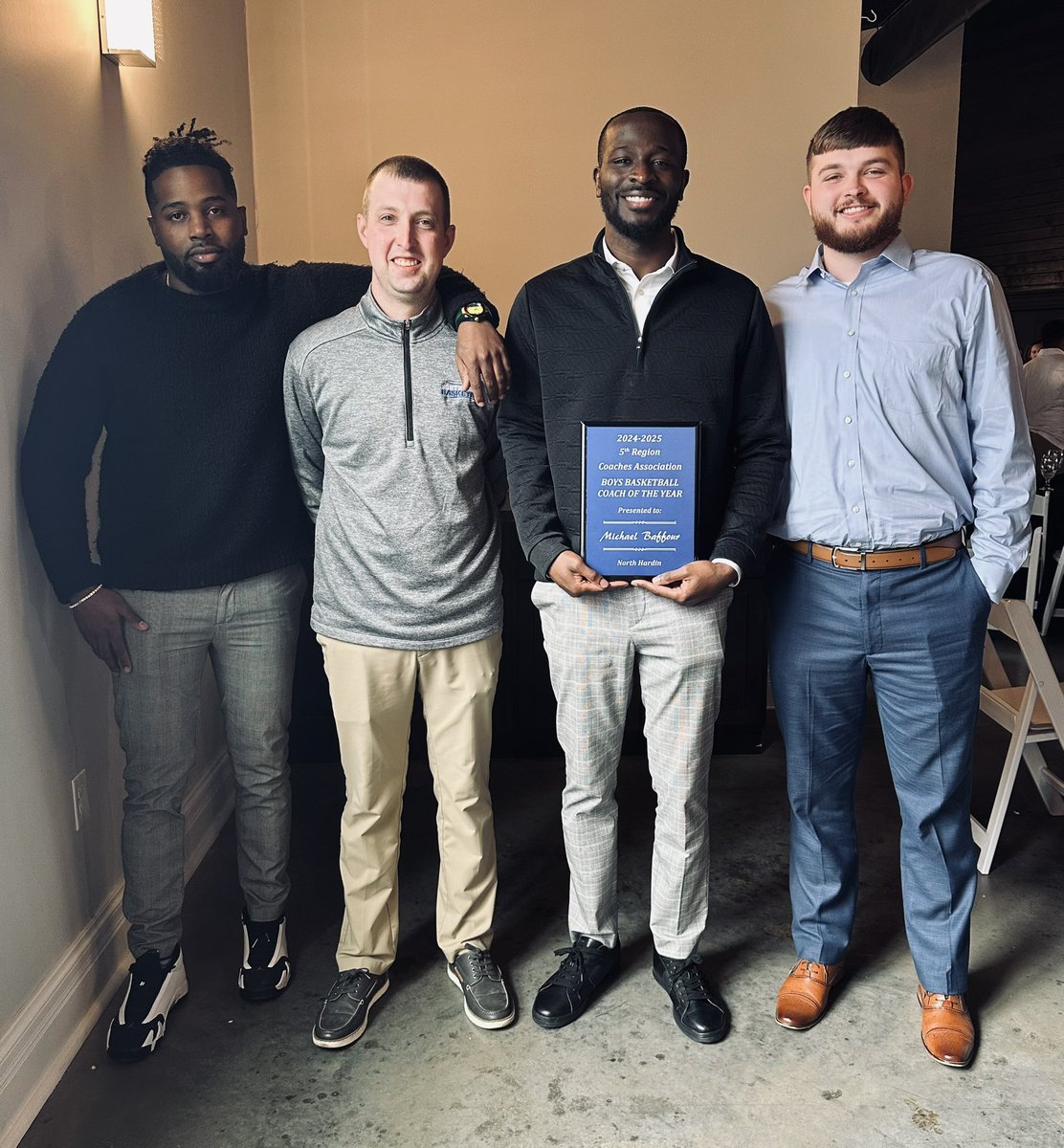 Coach Baffour received his 5th Region Coach Of The Year Award Tonight🏀

In 3 years at North Hardin 🔵⚪️
 
 - 2024 &amp; 2025 5th Region Coach Of The Year
- 5 All Region Selections
- 2024 &amp; 2025 District Champions
- 2025 Region Runner Up
- 38-8 Region Record
- 25-4 District Record