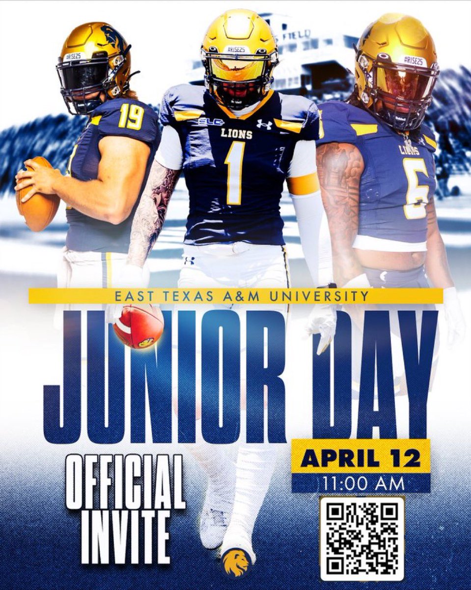 Thank you @coac_jackwelch and <a href="/Lions_FB/">East Texas A&M Football</a> for the Junior day invite, I’m looking forward to this opportunity!