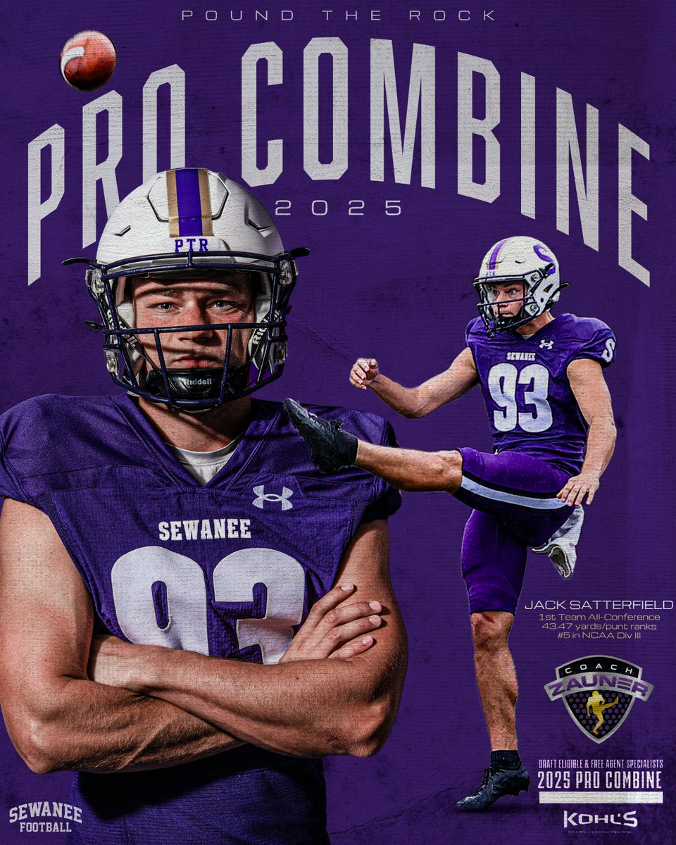 Senior Punter Jack Satterfield has participated in two pro combines as he continues his preparation for a professional career and the upcoming NFL Draft. His 43.47 yards per punt average placed him fifth nationally in NCAA Division III and earned  1st Team All Conference honors.