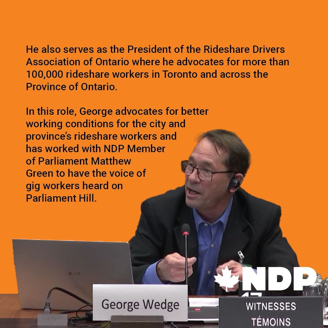 George Wedge is running in the Federal Election as the NDP Candidate for Scarborough-Woburn
