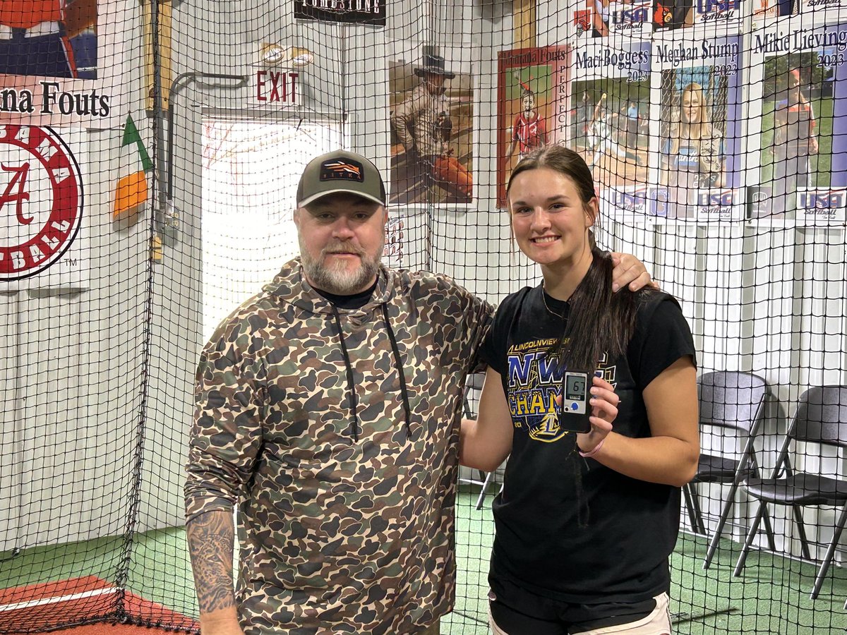 ila_hughes_30's tweet photo. It was great to get some work in today with @TimFouts14! Hit a big new personal record of 67MPH!! Consistently hitting 65-66 today. The hard work will continue💪🏼 I can’t wait for more! @MojoPardue @Lview_Softball @LineDsoftball @bbphoptown @ExtraInningSB #classof2028 https://t.co/tslsuAJNoJ
