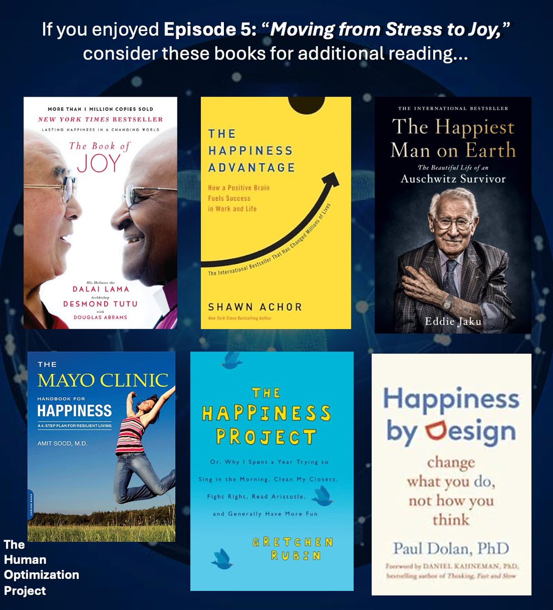 The Mayo Clinic Human Optimization Project (@mayohumanopproj) on Twitter photo If you’ve enjoyed our discussion this week on “Moving from Stress to Joy”, Consider these books by…
<a href="/DalaiLama/">Dalai Lama</a> <a href="/TheDesmondTutu/">DesmondTutu Official</a> <a href="/shawnachor/">Shawn Achor</a> <a href="/AmitSoodMD/">The Resilient Option</a> <a href="/gretchenrubin/">Gretchen Rubin</a> <a href="/profpauldolan/">Prof Paul Dolan</a>
Pod: ce.mayo.edu/node/171044
Video: youtube.com/playlist?list=…
#TheHumanOptimizationProject If you’ve enjoyed our discussion this week on “Moving from Stress to Joy”, Consider these books by…
<a href="/DalaiLama/">Dalai Lama</a> <a href="/TheDesmondTutu/">DesmondTutu Official</a> <a href="/shawnachor/">Shawn Achor</a> <a href="/AmitSoodMD/">The Resilient Option</a> <a href="/gretchenrubin/">Gretchen Rubin</a> <a href="/profpauldolan/">Prof Paul Dolan</a>
Pod: ce.mayo.edu/node/171044
Video: youtube.com/playlist?list=…
#TheHumanOptimizationProject