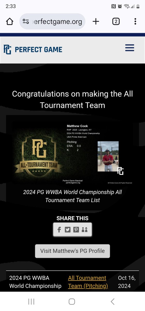 Matthew(NOAH)Cook (@matthewcook2025) on Twitter photo Thank you for the recognition of being named Perfect Game All Region Senior. 
I had a great experience 
I am humbled to of made the All Tourney Team WWBA World Championship in Jupiter FL the top scouting attraction in all of amateur baseball, & almost every top prospect in the Thank you for the recognition of being named Perfect Game All Region Senior. 
I had a great experience 
I am humbled to of made the All Tourney Team WWBA World Championship in Jupiter FL the top scouting attraction in all of amateur baseball, & almost every top prospect in the