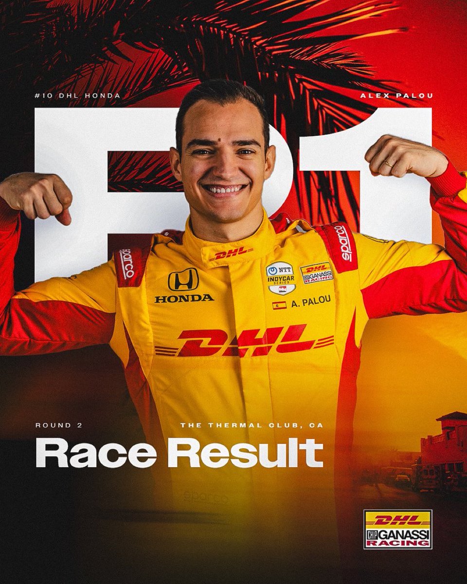 Chip Ganassi (@ganassichip) on Twitter photo BOOM!!! P1 <a href="/AlexPalou/">Alex Palou Montalbo</a> wins the <a href="/IndyCar/">NTT INDYCAR SERIES</a> Thermal!!!
2nd year in a row.
Thank you <a href="/DHLGlobal/">DHL Group</a> <a href="/PNCBank/">PNC Bank</a> <a href="/JournieRewards/">Journie Rewards</a> <a href="/HondaRacing_US/">Honda Racing US</a>
<a href="/FirestoneRacing/">Firestone Racing</a> <a href="/OpenAI/">OpenAI</a>
<a href="/CGRTeams/">Chip Ganassi Racing</a> #ilikewinners BOOM!!! P1 <a href="/AlexPalou/">Alex Palou Montalbo</a> wins the <a href="/IndyCar/">NTT INDYCAR SERIES</a> Thermal!!!
2nd year in a row.
Thank you <a href="/DHLGlobal/">DHL Group</a> <a href="/PNCBank/">PNC Bank</a> <a href="/JournieRewards/">Journie Rewards</a> <a href="/HondaRacing_US/">Honda Racing US</a>
<a href="/FirestoneRacing/">Firestone Racing</a> <a href="/OpenAI/">OpenAI</a>
<a href="/CGRTeams/">Chip Ganassi Racing</a> #ilikewinners