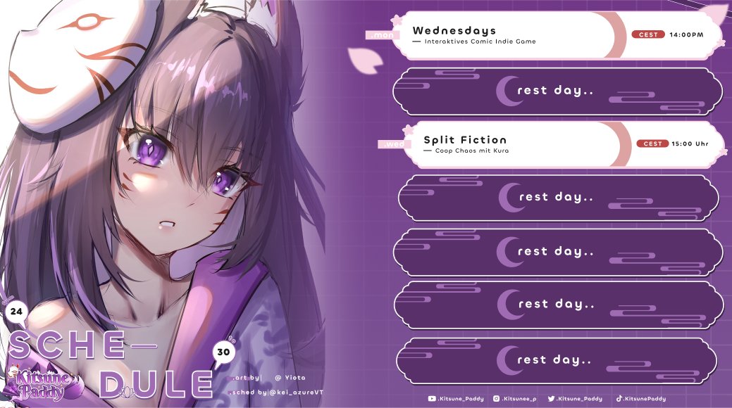 Am Montag gibt es ein interaktives Comic Indie Game, welches wir schon 2 Tage vor Release als einer der ersten onstream spielen dürfen.
Am Mittwoch geht es dann weiter mit Split Fiction.  
An den anderen Tagen maybe dann spontan 💜