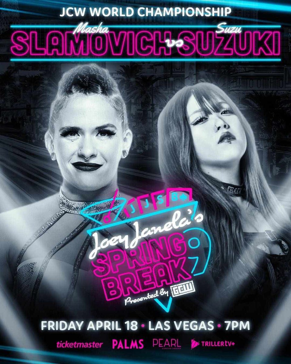 JANELABABY's tweet photo. For the first time in Spring Break history the @JerseyCW championship is ON THE LINE &amp; SOMEONE MIGHT DIE! 

@suzuki_1231su makes her @GCWrestling_ vs @mashaslamovich 

This will be the greatest independent supercard in HISTORY! GET YOUR TICKETS NOW! 

https://t.co/iyKwW4VHgw https://t.co/1S0n09ei2e