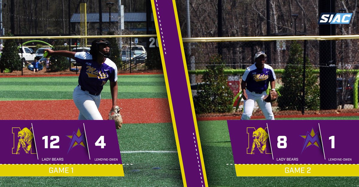 The Lady Bears take a pair from LeMoyne-Owen at Bill Noble Park. The two teams are scheduled to complete the series on Monday, with first pitch scheduled at 1 p.m.