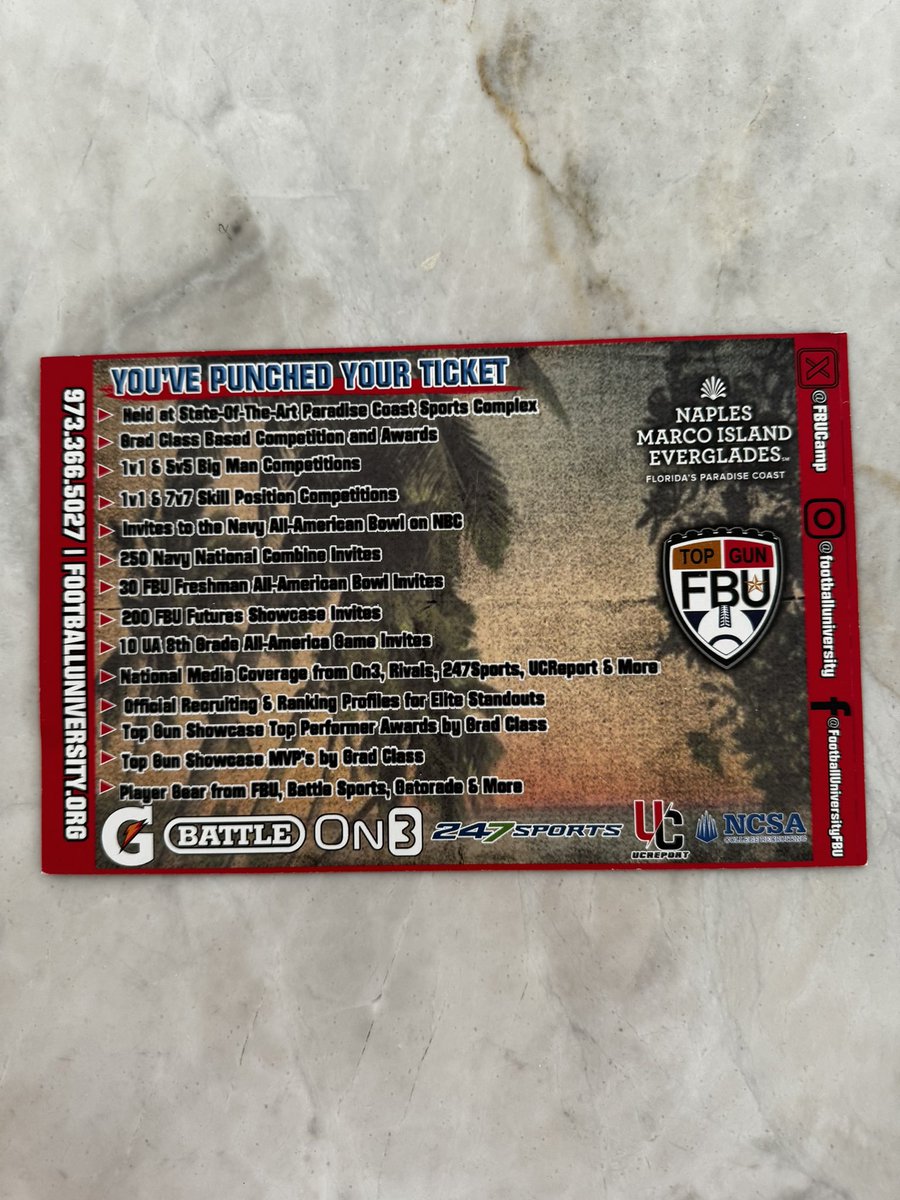 Tyler Ferguson (@tylerferg7777) on Twitter photo Had a great day yesterday at <a href="/FBUcamp/">Football University</a> got invited to Top Gun in Naples. <a href="/AWilliamsUSA/">Anthony Williams</a> <a href="/TEwracademy/">Terrence Edwards</a> <a href="/ErikRichardsUSA/">Erik Richards</a> <a href="/Chris_GantJr/">Chris Gant</a> <a href="/FBUAllAmerican/">#FBUAllAmerican</a> <a href="/CoachApp35/">Bryant Appling</a> <a href="/manleykyle/">Coach Kyle Manley</a> <a href="/buford_football/">Buford Football</a> @On3Recruits <a href="/TheUCReport/">Billy Tucker</a> <a href="/ncsa/">NCSA College Recruiting</a> <a href="/247Sports/">247Sports</a> <a href="/RecruitGeorgia/">Recruit Georgia</a> <a href="/PrepRedzoneNext/">Prep Redzone ππππ π</a> <a href="/RivalsCamp/">Rivals Camp Series</a> Had a great day yesterday at <a href="/FBUcamp/">Football University</a> got invited to Top Gun in Naples. <a href="/AWilliamsUSA/">Anthony Williams</a> <a href="/TEwracademy/">Terrence Edwards</a> <a href="/ErikRichardsUSA/">Erik Richards</a> <a href="/Chris_GantJr/">Chris Gant</a> <a href="/FBUAllAmerican/">#FBUAllAmerican</a> <a href="/CoachApp35/">Bryant Appling</a> <a href="/manleykyle/">Coach Kyle Manley</a> <a href="/buford_football/">Buford Football</a> @On3Recruits <a href="/TheUCReport/">Billy Tucker</a> <a href="/ncsa/">NCSA College Recruiting</a> <a href="/247Sports/">247Sports</a> <a href="/RecruitGeorgia/">Recruit Georgia</a> <a href="/PrepRedzoneNext/">Prep Redzone ππππ π</a> <a href="/RivalsCamp/">Rivals Camp Series</a>