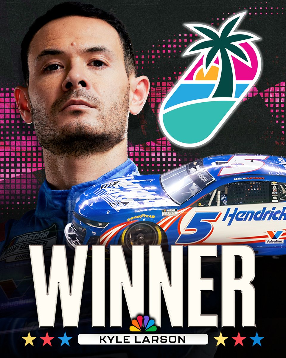 REPOST to congratulate Kyle Larson! 🏁

The No. 5 car passes Alex Bowman late for the win at Homestead-Miami Speedway. #NASCAR