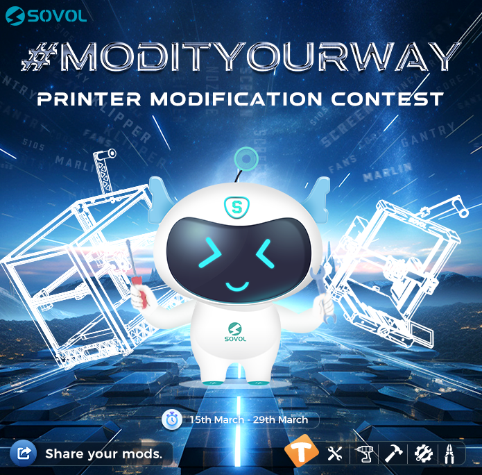 Sovol3d's tweet photo. Is your 3d printer still the same as it was in the beginning🤔? Definitely not🛠️
To honor the DIY tinkerer and open-source spirit, the ➡️Printer Modification Contest 2025⬅️ is here! Show off your extraordinary creativity and hands-on skills by participating in the contest! https://t.co/nGJWkl8Ckq