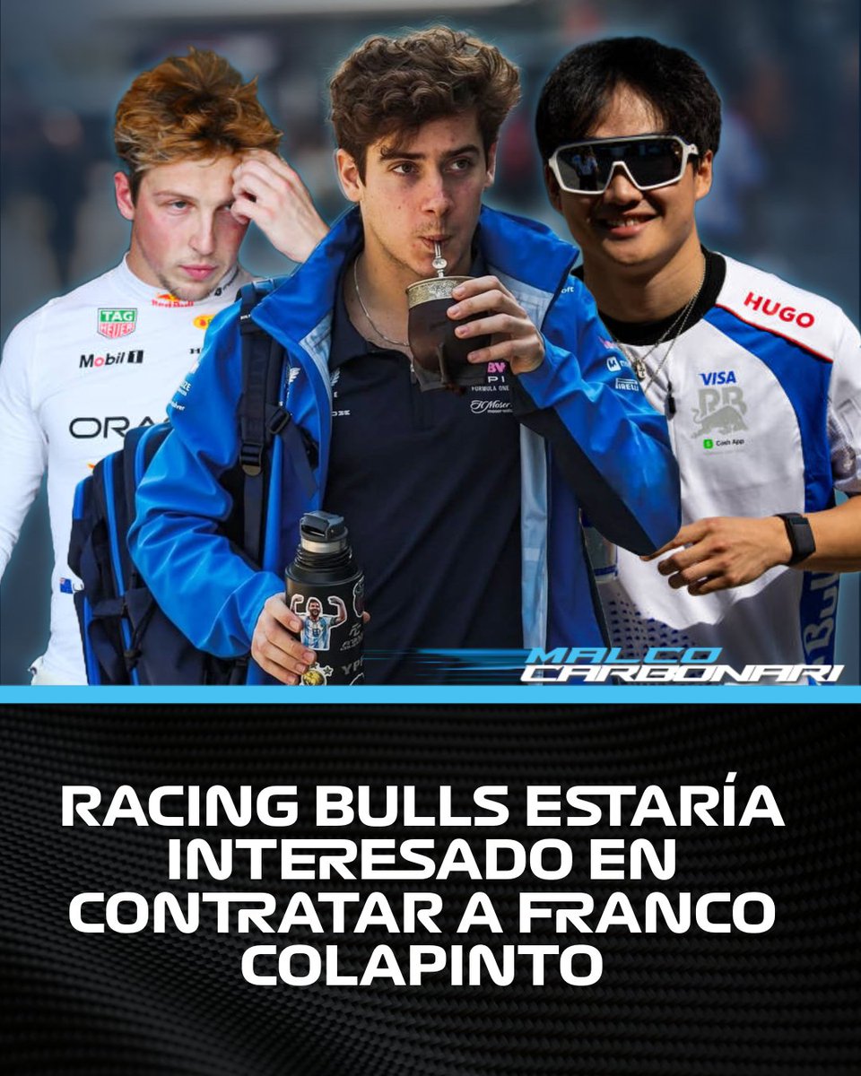 McarbonariF1's tweet photo. #Francolapintoenf1 ¿Y si te llama Helmut?

Según el sitio especializado @motorsportcom Racing Bulls estaría interesado en contratar a Franco Colapinto para ocupar la butaca de Yuki Tsunoda, si es que finalmente el piloto japonés remplaza a Liam Lawson en Red Bull

¿Vuelve franco? https://t.co/EJFv2S7mgf