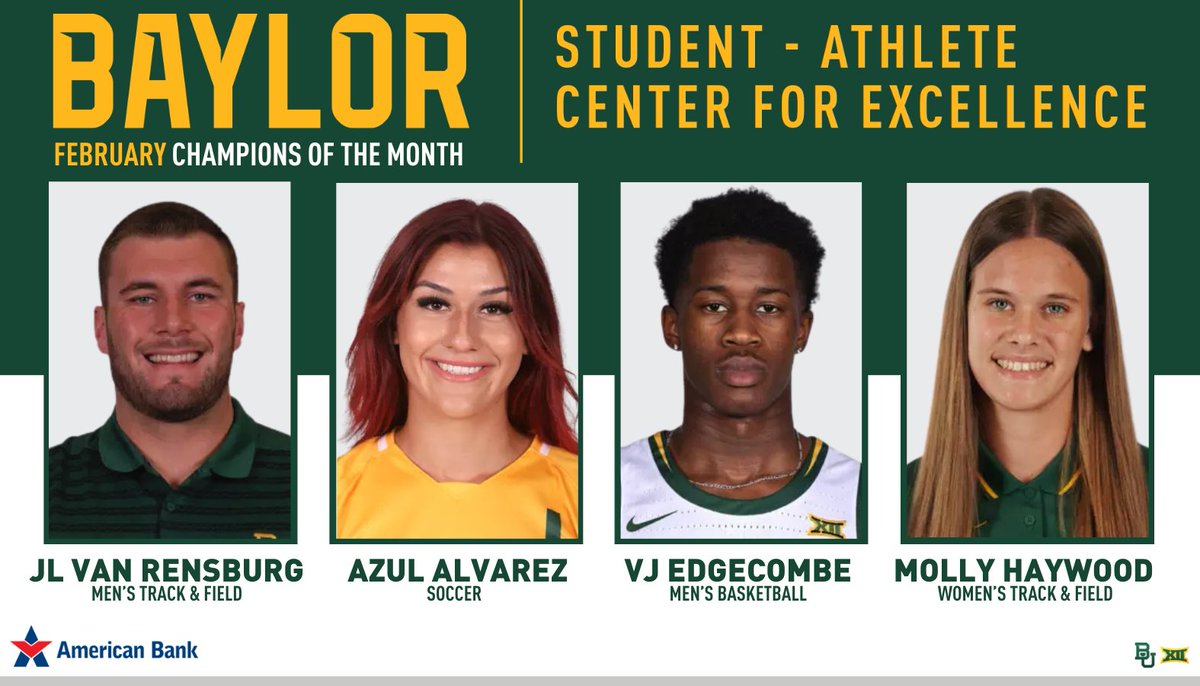 Huge congrats to these February Champions of the Month!! 🎉🏆 This group continues to set the standard with dedication and excellence! ✨💫 #PreparingChampionsForLife  baylorbears.com/news/2025/3/5/…