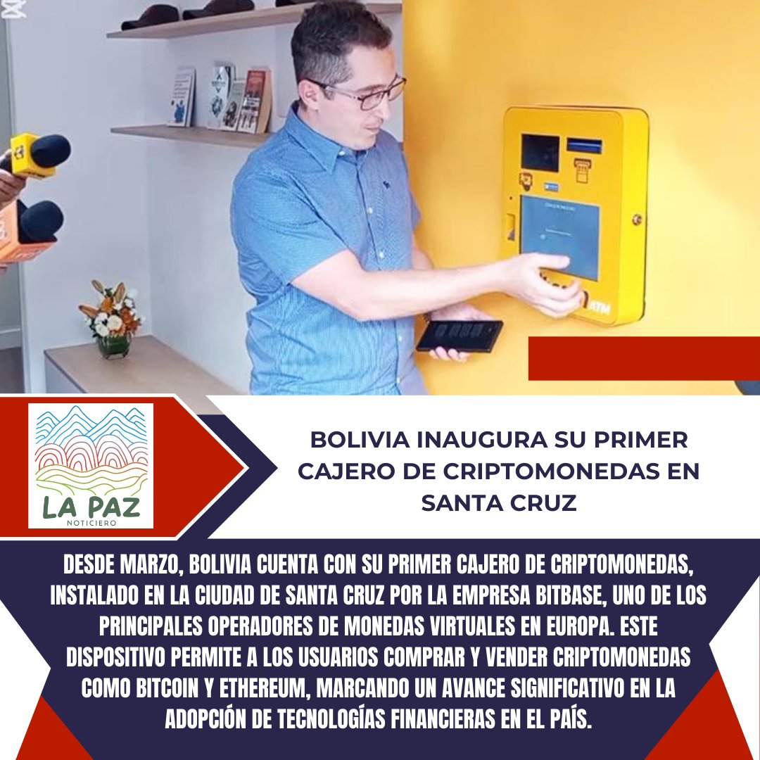 Noticiero_LaPaz's tweet image. El cajero, ubicado en un punto estratégico de la capital oriental, busca facilitar las transacciones financieras y acercar las criptomonedas a un público más amplio. #Criptomonedas #BitBase #SantaCruz #InnovaciónFinanciera #Bolivia
tiktok.com/@el.noticiero.…
facebook.com/share/16164avS…