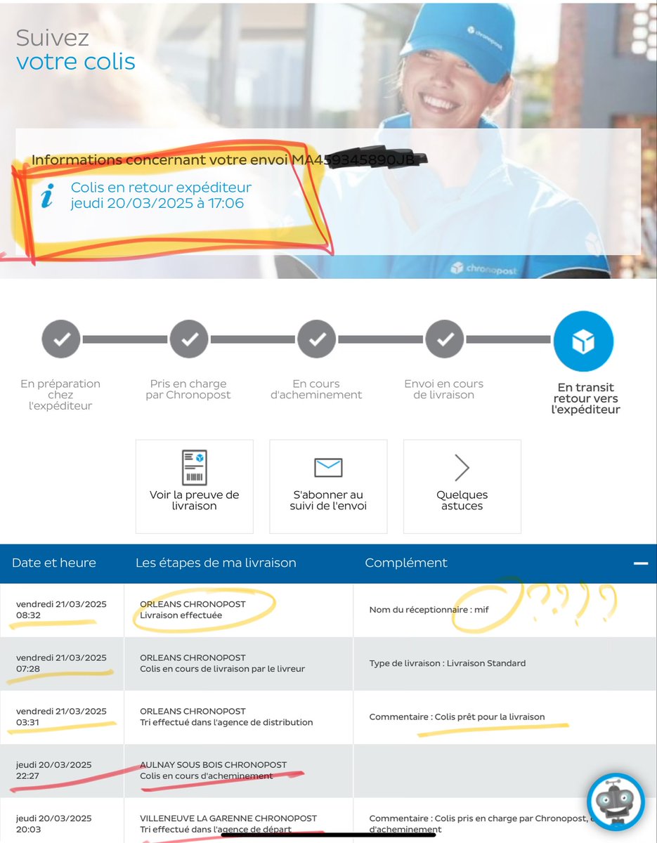 Illustration de la qualité du développement et de l’innovation chez <a href="/Chronopost/">Chronopost</a> 👇🏾
Rarement vu un service aussi désastreux.
Je tiens à préciser que je ne sais absolument pas qui est « mif » ou peut-être « milf» 🫣…

#40ansChronopost ! 🎞️