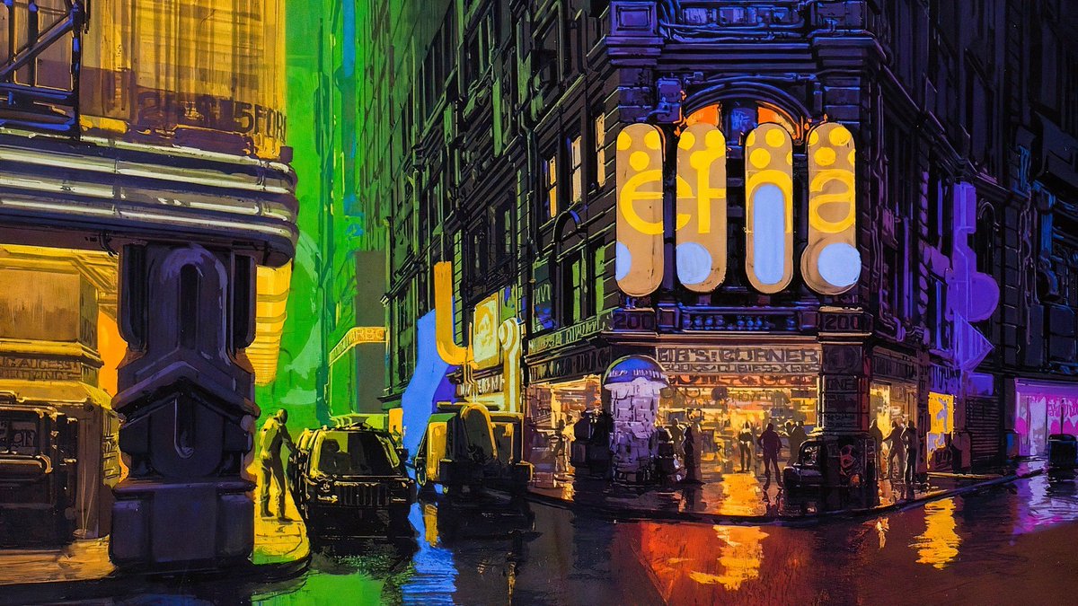 xe0_xeo's tweet photo. Blade Runner concept art by Syd Mead https://t.co/HgOBgiDOPv
