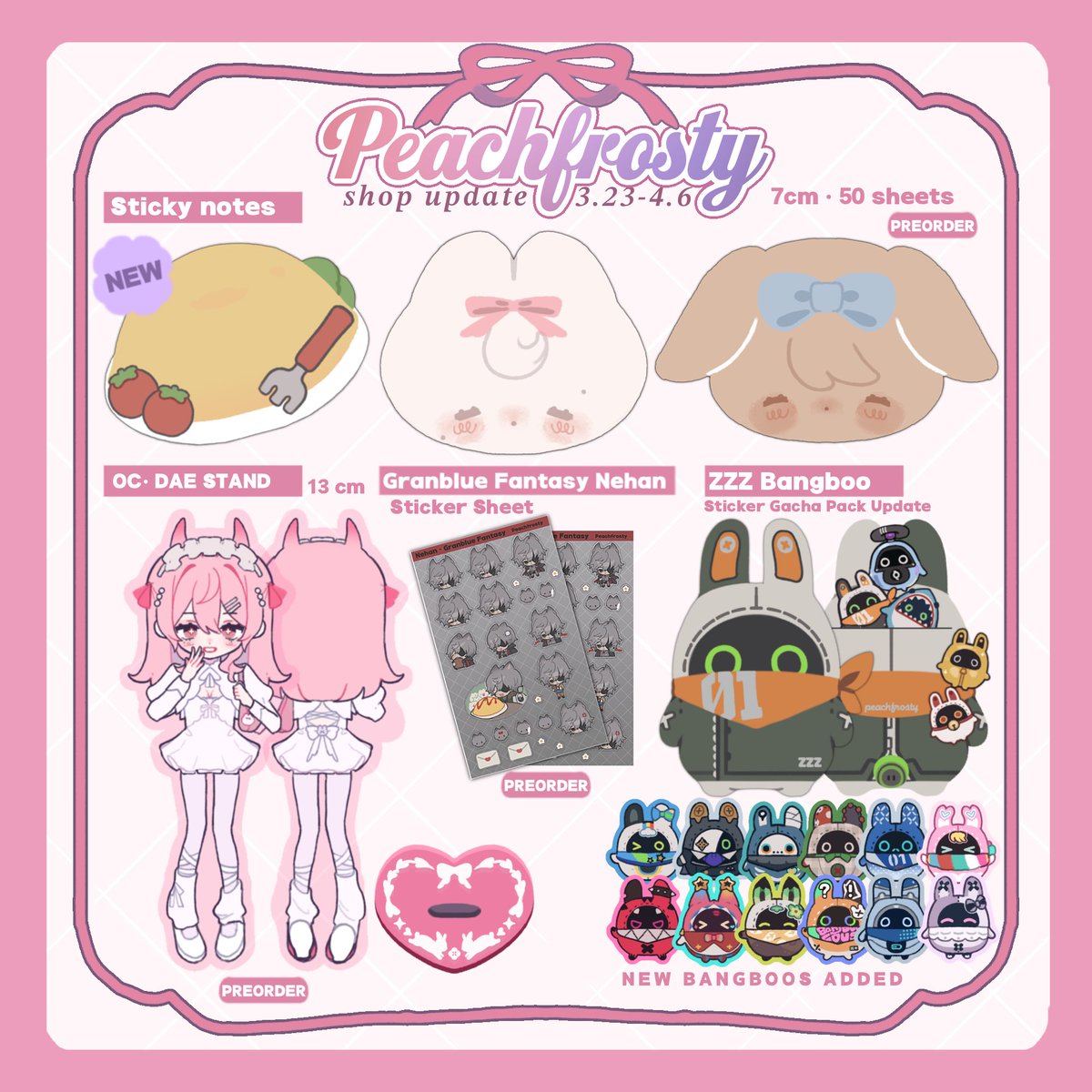 🌷✨Shop Update is Here!✨🌷
RTs appreciated 💌

New preorders and leftover stock is up! 💗 Thank you for patiently waiting for me everyone 🥹💗 

More information + 🔗link below 👇