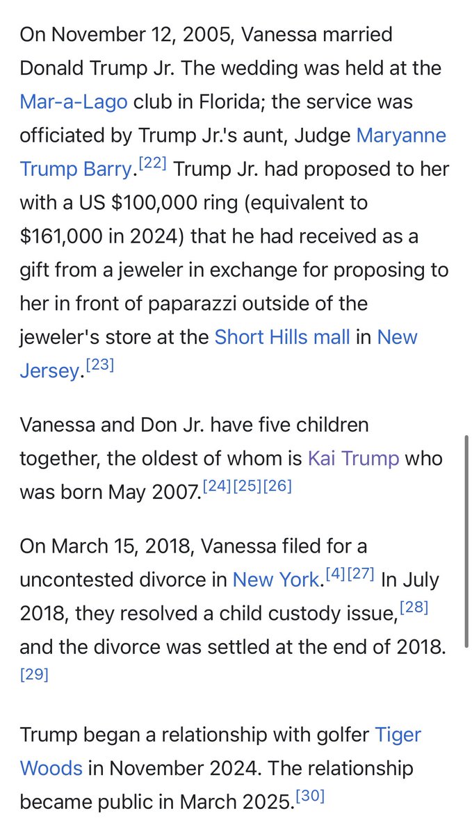 gonzalo__nunez's tweet image. Vanessa Trump might have the most insane “Personal life” section in all of Wikipedia