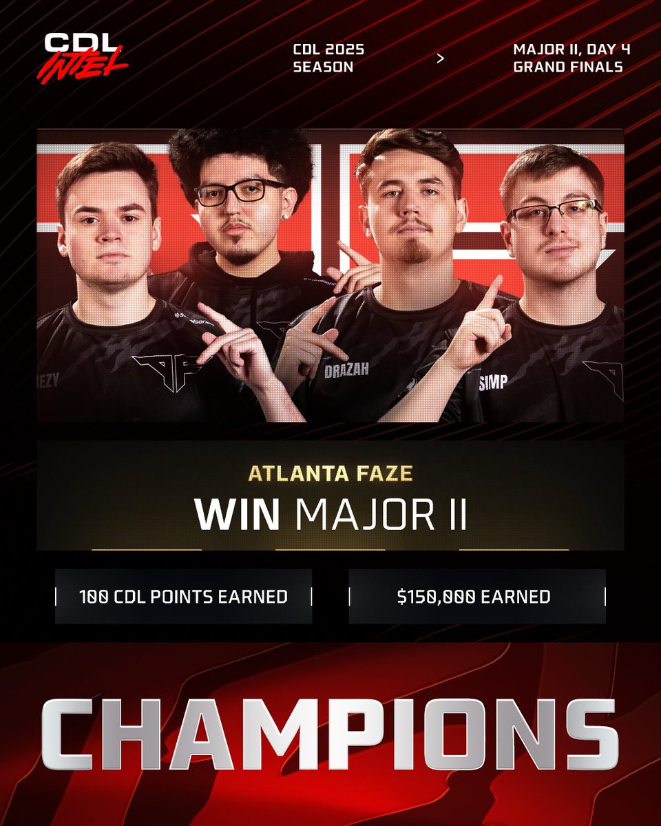BACK2BACK2BACK LAN CHAMPIONS

CDL MAJOR II CHAMPS  — @ATLFaZe  🏆

<a href="/aBeZy/">LAT aBeZy</a> | <a href="/Cellium/">Falcons Cellium</a> | <a href="/Drazah/">FaZe Drazah</a> | <a href="/SimpXO/">FaZe Simp</a>