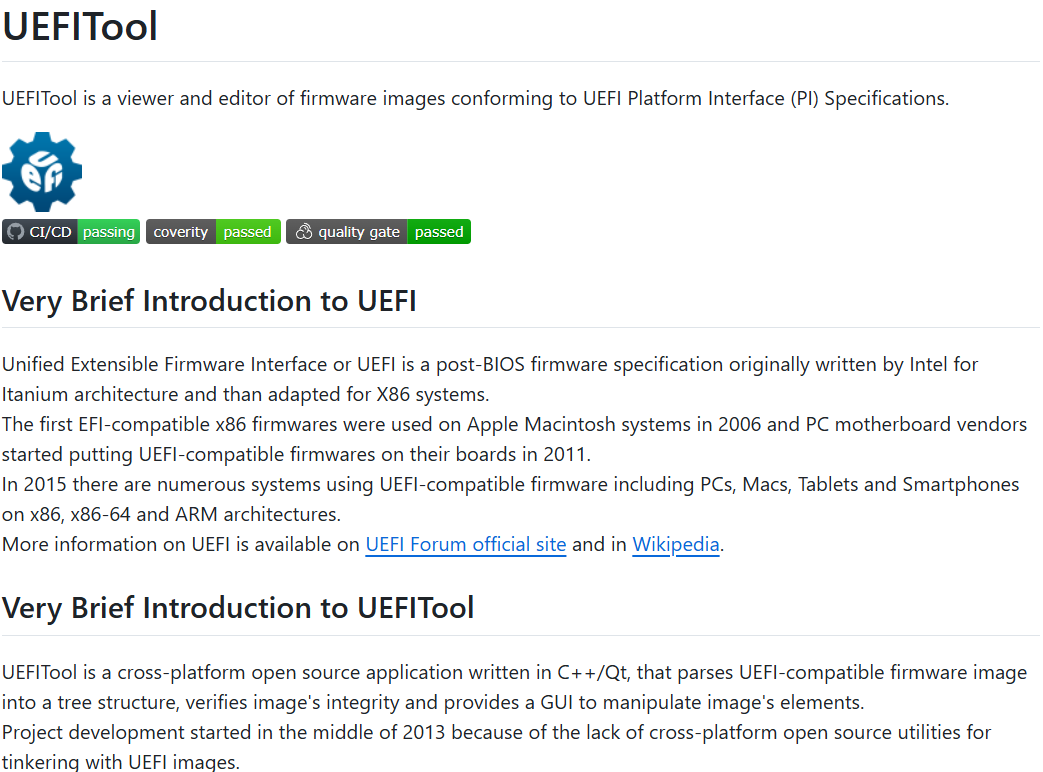 blackstormsecbr's tweet photo. UEFITool is a viewer and editor of firmware images conforming to UEFI Platform Interface (PI) Specifications
https://t.co/M6vO0HvOsV
#cybersecurity #uefi #firmware #informationsecurity #reverseengineering #platformsecurity https://t.co/gtpWdiIJME