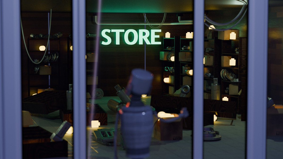 📖 “Luz encendida, Pero Negocio atrapado.”
En Olisford, hasta una tienda con letrero puede vivir en las sombras sin nadie que sepa de su existencia.

Bot01 había recorrido esa zona antes.
Pero nunca se había detenido.
Esa noche, la lluvia golpeaba los paneles.
Y un cartel