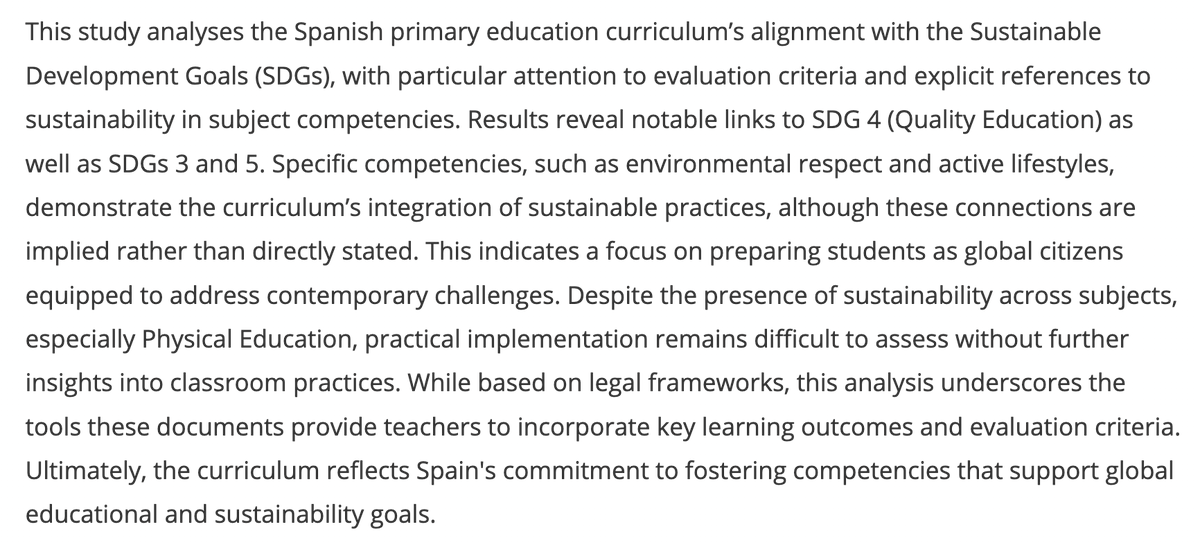 New post in CSHPE

Salvador Boned-Gómez and colleagues analyse the Spanish primary education curriculum’s alignment with the Sustainable Development Goals (SDGs).

URL: tandfonline.com/doi/abs/10.108…

See abstract 👇