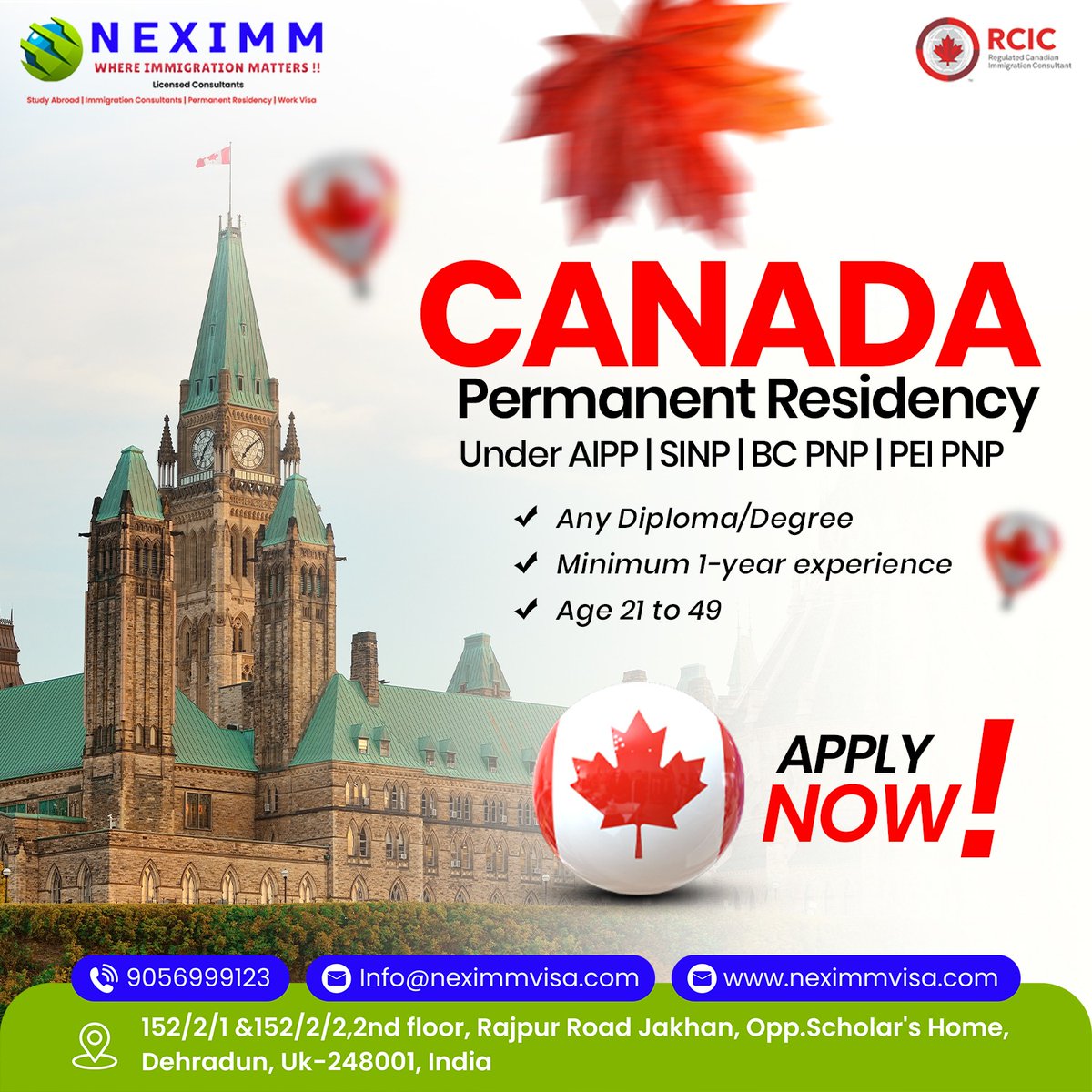 NeximmVisa's tweet photo. Get Canada PR through PNP: Neximm Immigration 
Let us help you immigrate to Canada permanently with your family through the AIPP, SINP, BC PNP, or PEI PNP! Meet the eligibility criteria and start your journey to a better future in the country.

👉 Call us at +91 90569-99123 https://t.co/fkgGq3cpqY