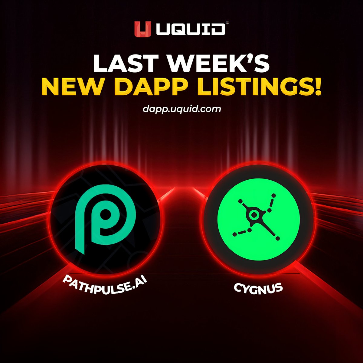 Hey, did you miss something last week? 👀

The latest DApps, <a href="/PathPulse_ai/">PathPulse</a> &amp; <a href="/CygnusFi/">Cygnus</a>, have landed on UQUID DApp Center. And they’re waiting for you! 🚀

Discover how they’re shaping the Web3 space now at dapp.uquid.com!