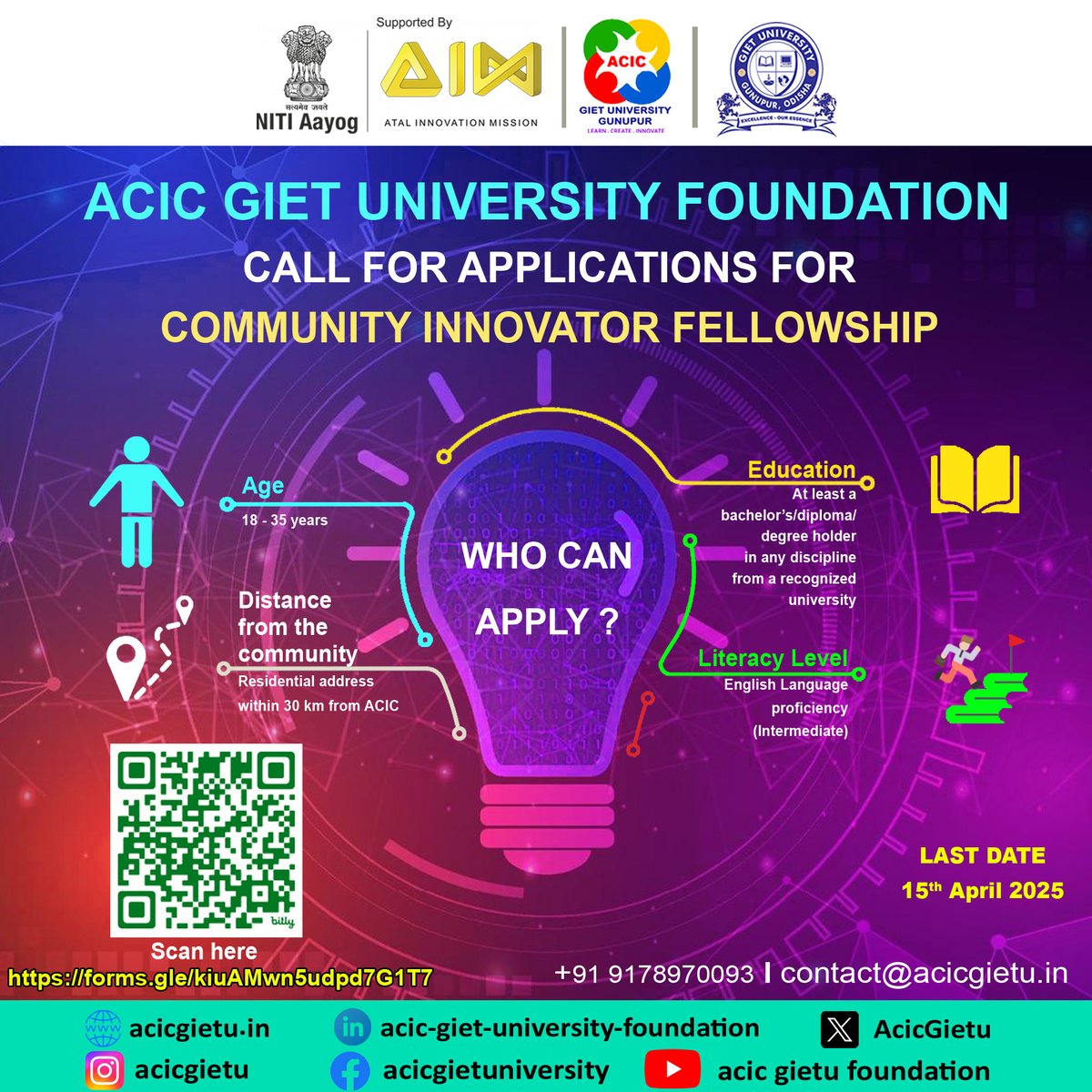 AcicGietu's tweet photo. The 2nd edition of Community Innovator Fellowship Program at ACIC GIETU FOUNDATION https://t.co/h2et7NIjSQ