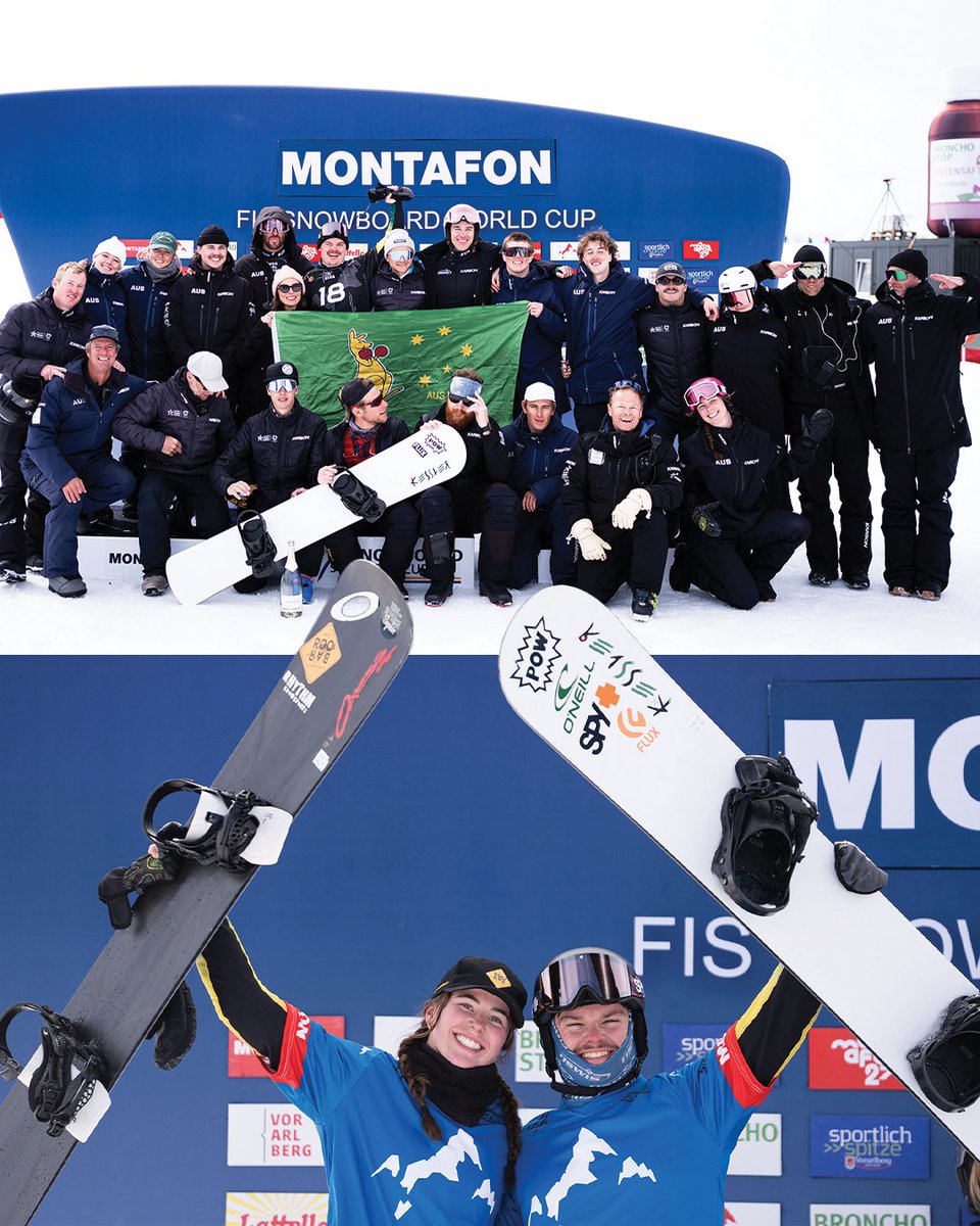 That's 2️⃣ World Cup silver medals for Adam Lambert over the weekend! 🥈🥈

Adam took home second place in the individual snowboard cross event, then joined Josie Baff on the podium again after they raced to silver in the mixed team event 🏂

#TeamAUS | @owi_aus | @snowaust
