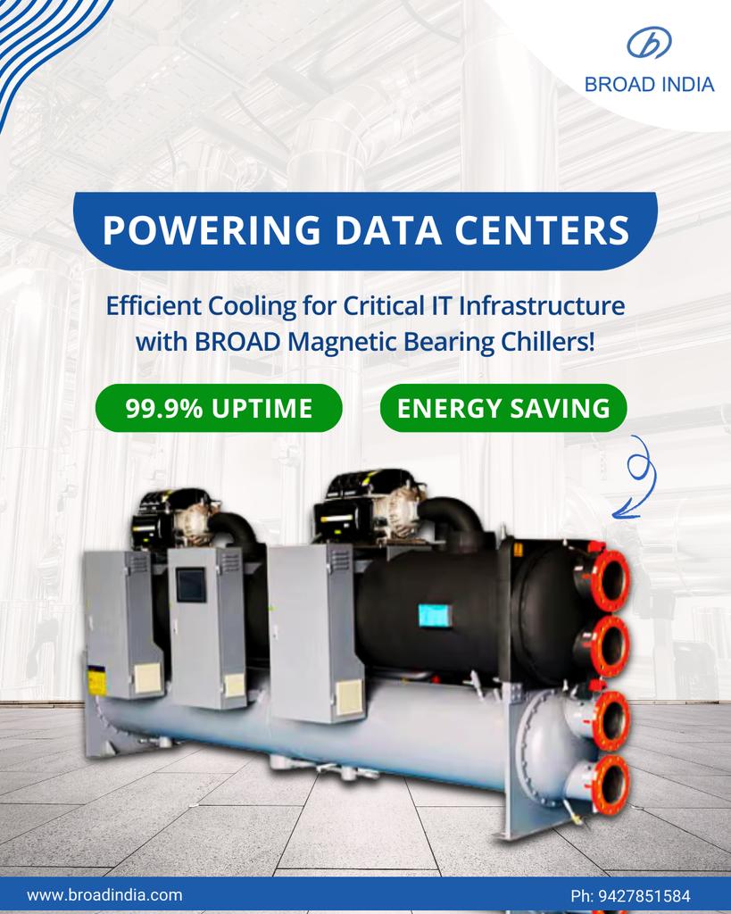 broad_india's tweet photo. Eco-Friendly Cooling for Data Centers

Data centers create heat that can harm systems. BROAD Magnetic Bearing Chillers keep systems cool while using less power and reducing carbon emissions.

Protect your data and the planet.
#SmartCooling #BROADIndia #ReduceCarbon #EcoFriendly https://t.co/ebaa55okOz