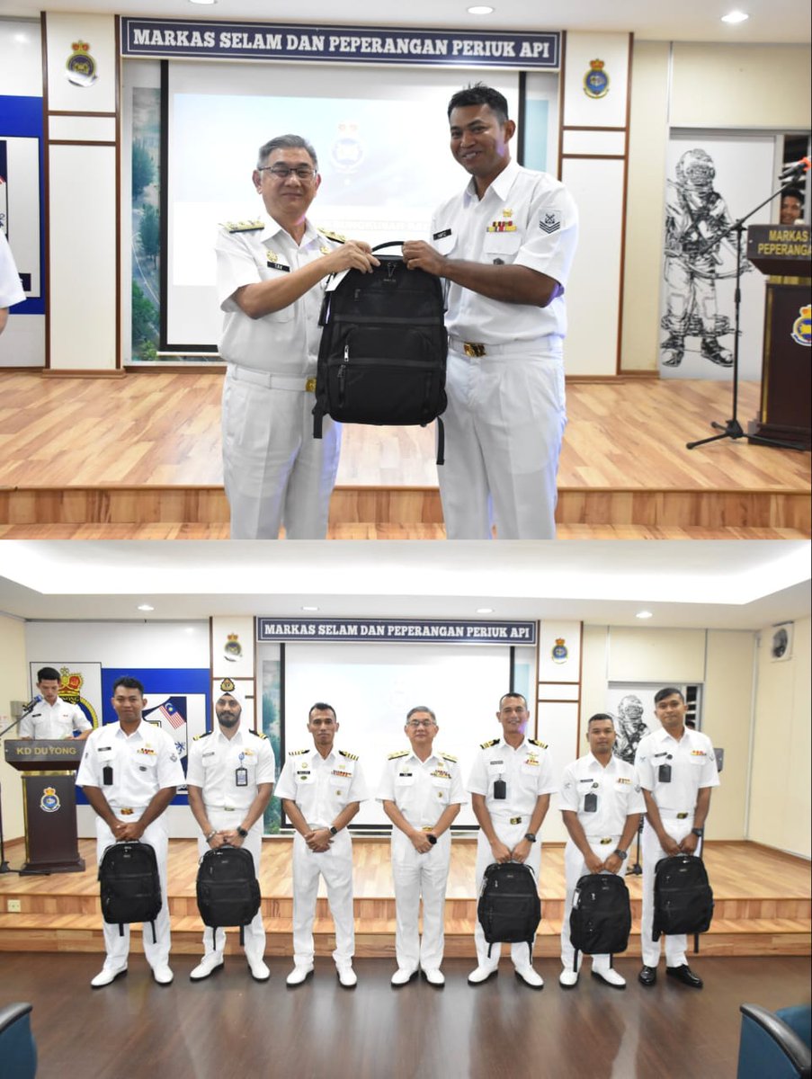 PELANCARAN JERSI &amp; PENYERAHAN BEG RAYA 2025

Majlis pelancaran jersi bagi menyertai Kejohanan Piala Zain serta penyerahan beg raya kepada warga bertugas sempena Aidilfitri telah disempurnakan oleh Laksma Dr. Tay Yap Leong, Panglima Selam dan Peperangan Periuk Api pada 24 Mac 25.