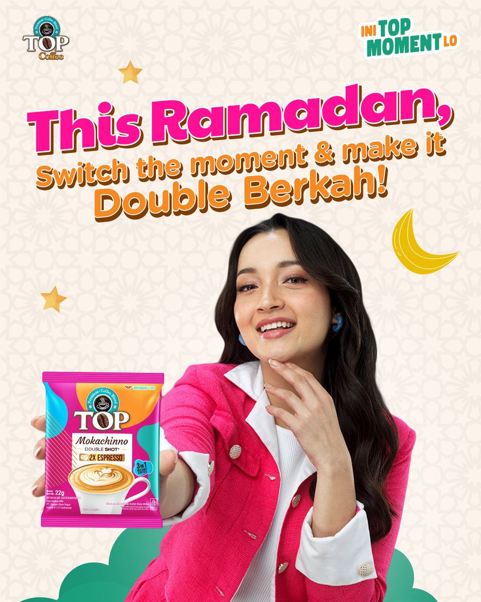 TOPKopi's tweet photo. ON! ⚡☕ Saatnya switch the moment dengan TOP Mokachinno, biar bukaan makin nikmat dan berkahnya double! 

Team langsung makan berat atau takjil aja cukup? Drop jawaban lo di komen!

#IniTOPMomentLo 
#TOPCoffee
#TOPMokachinno
#DoubleBerkah
#EnaknyaDoublicious
#KopinyaOrangIndonesia