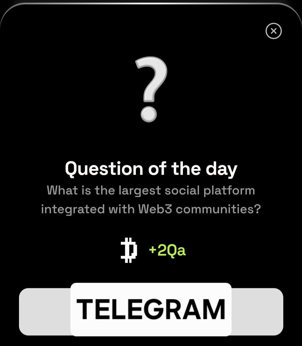 Question of the day: 
A: Telegram
👇👇👇👇👇 t.me/DropeeBot/play…
... #dropee #crypto #telegram #tg #dropeecombo #dailycombo