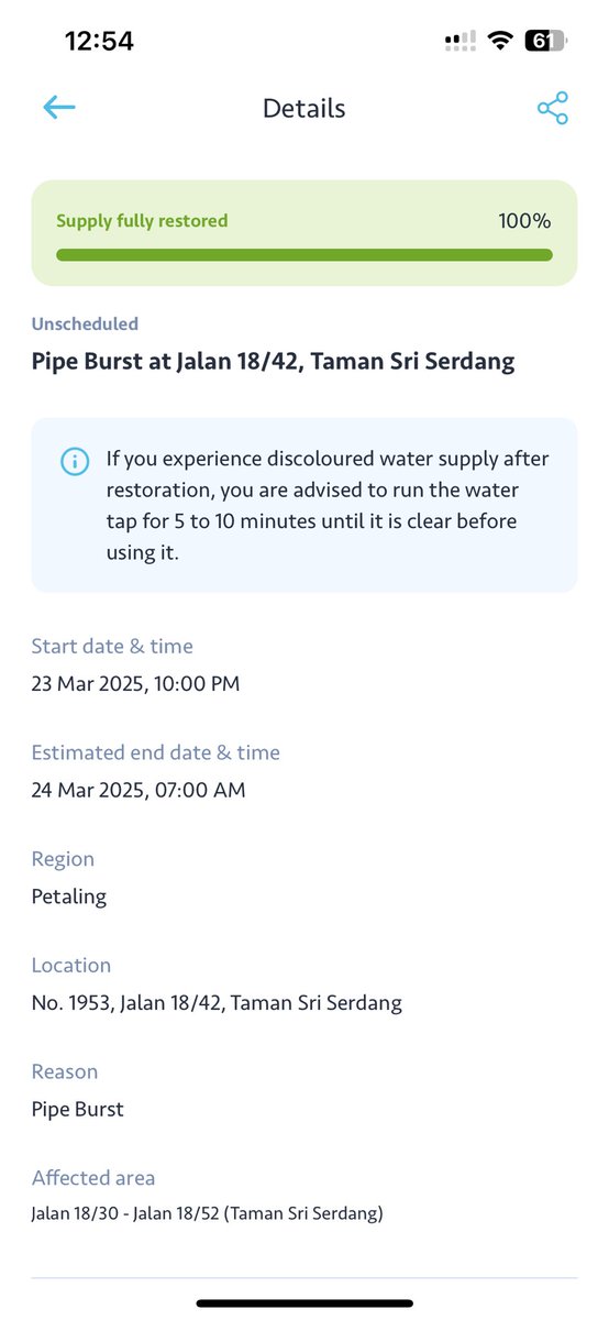 effd_z's tweet photo. @air_selangor @dendrobium32269 Tapi kenapa masih takda air lagi ni? Dah pukul 1pm, 6 jam lepas dah https://t.co/x4OGAKbIOe