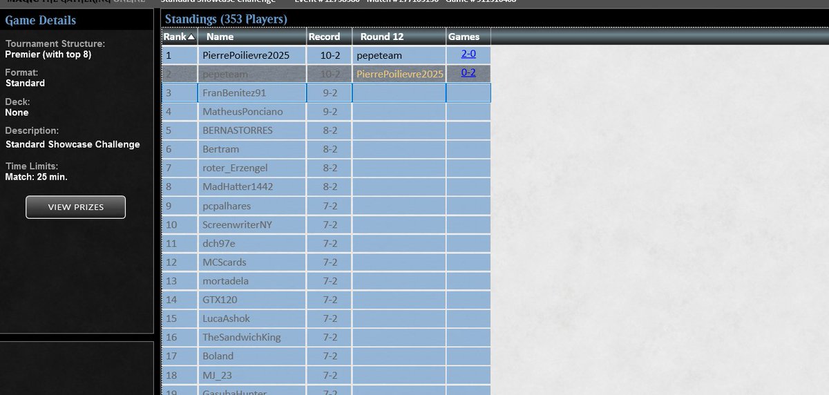 Pierdo la final del Standard Showcase, el viernes  gane un Challenge con la misma baraja, Esper Pixie.
