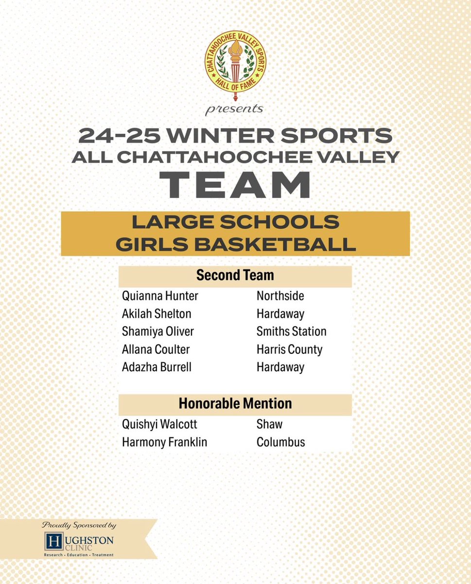 Congratulations to sophomore Harmony Franklin for being recognized as Honorable Mention for the 24-25 All Chattahoochee Valley Team for Large Schools‼️🔥