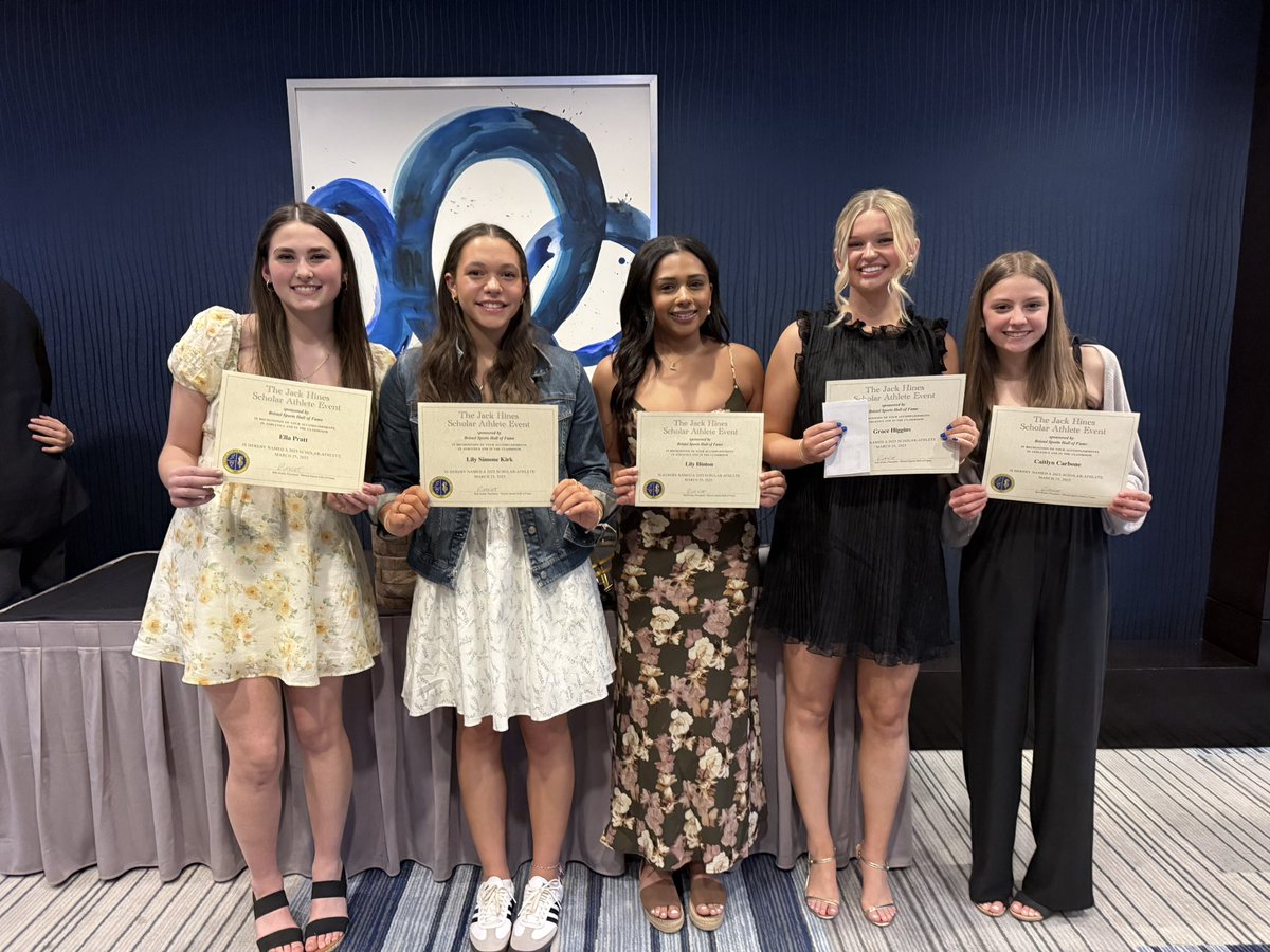 Congratulations to our Bristol Sports Hall of Fame Jack Hines Scholar Athlete recipients!! Great job Ella, Lily, Lily, Grace and Caitlyn!