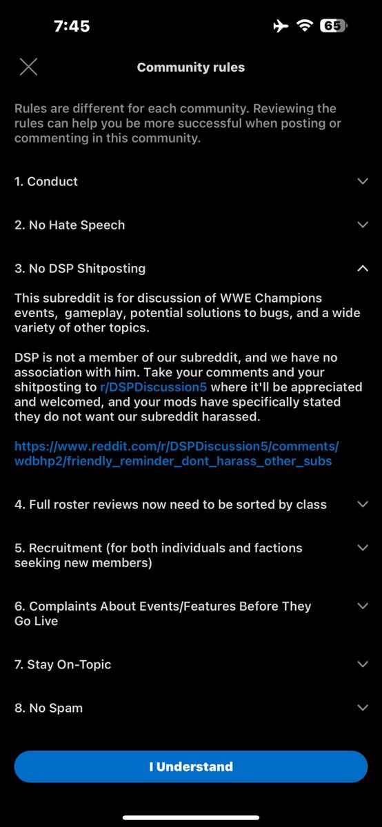 twiddle696969's tweet photo. @THEREALRTU it’s true, there’s a “no DSP” rule in the wwechampions subreddit 😭😭 https://t.co/h8IiF3eMCK