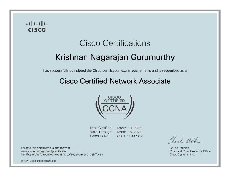 KrishnanStat's tweet image. View my verified achievement from @learningatcisco. credly.com/badges/f440050… via @credly