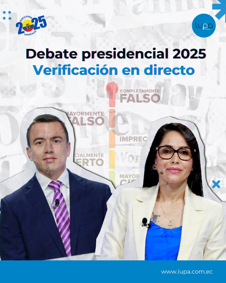🔍 #DebateConLupa | ¡Inició el segundo #DebatePresidencialEc y ya estamos listos para verificar en vivo a los candidatos finalistas! ✅

En este hilo vamos a analizar datos, dar contexto a las afirmaciones y poner a prueba los discursos de los candidatos. 🧐📊 Acompáñanos y