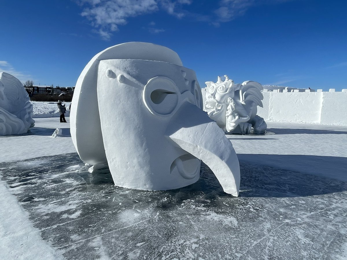 3 weeks later and our Plague Doctor snow sculpture is still looking good on Great Slave Lake in Yellowknife. They have had no snow we carved it. 
Thanks to Ryan McCord for sending the picture along today.