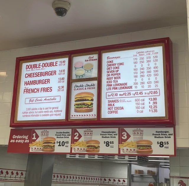 In-N-Out prices. 2017 compared to 2025.