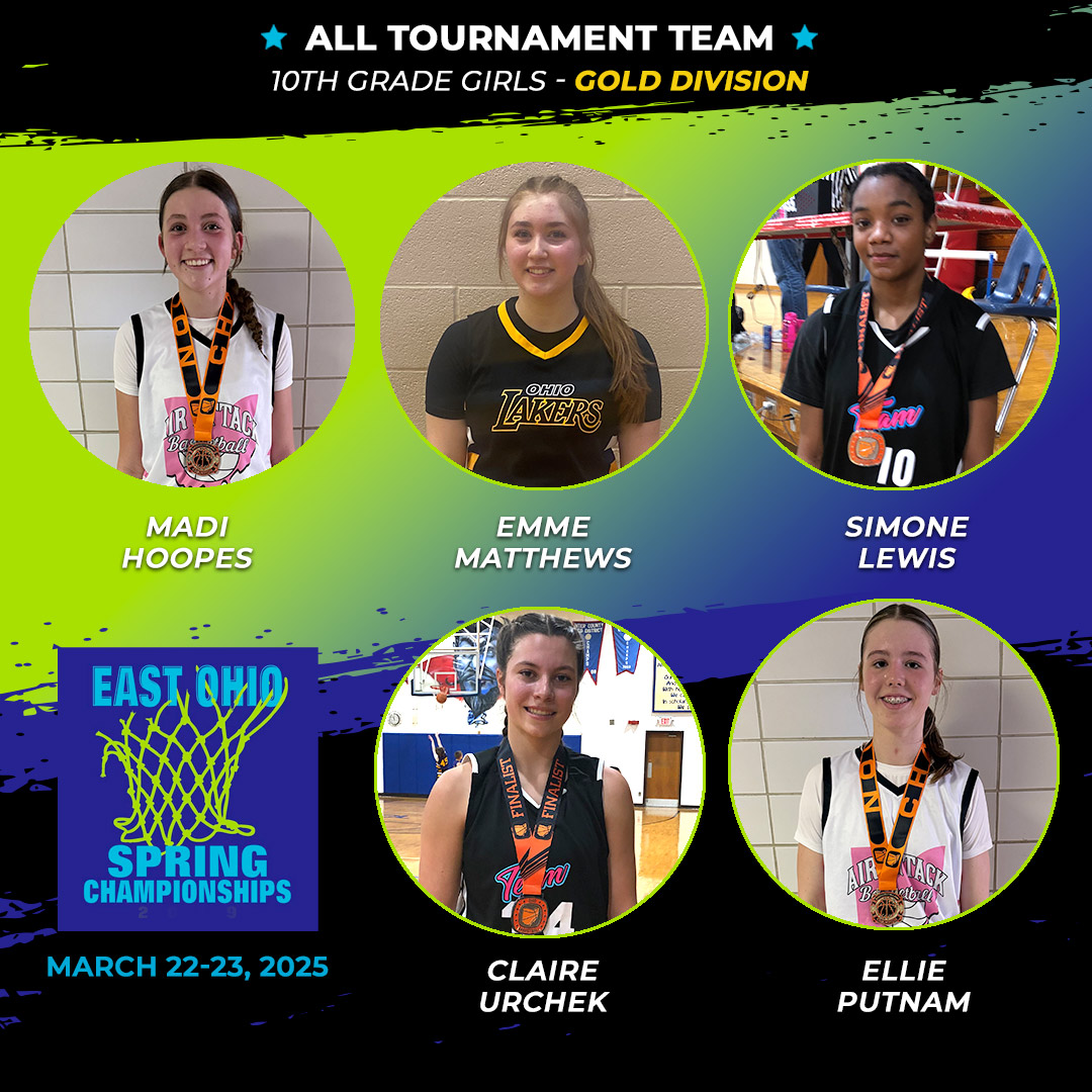 East Ohio Spring Championships, 10th-grade girls gold division all-tournament team! #VAC <a href="/ohiolakers/">Ohio Lakers</a> <a href="/TeamCureHoops/">TeamCure</a>
