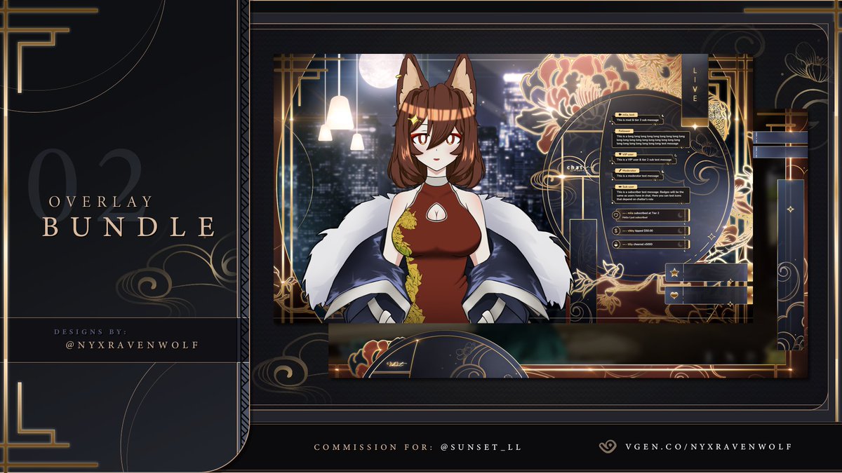 ☽⛥⛓Overlay Bundle⛓️⛥☾

Thank you so much <a href="/Sunset_LL/">~Sυnsετ~</a> for your confidence :3
I really enjoyed making your overlays  🙏☺️

🔁Fav &amp; Rt appreciate🤗❤️
 
 Vgen : vgen.co/Nyxravenwolf

#vtuber #vtuberfr #VTuberUprising #twitch #stream