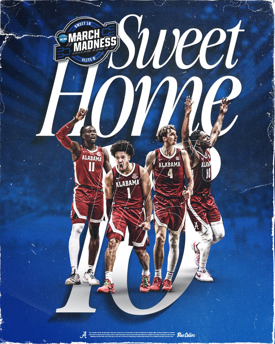 UA_Athletics's tweet image. SWEET HOME 16 

#RollTide | @AlabamaMBB
