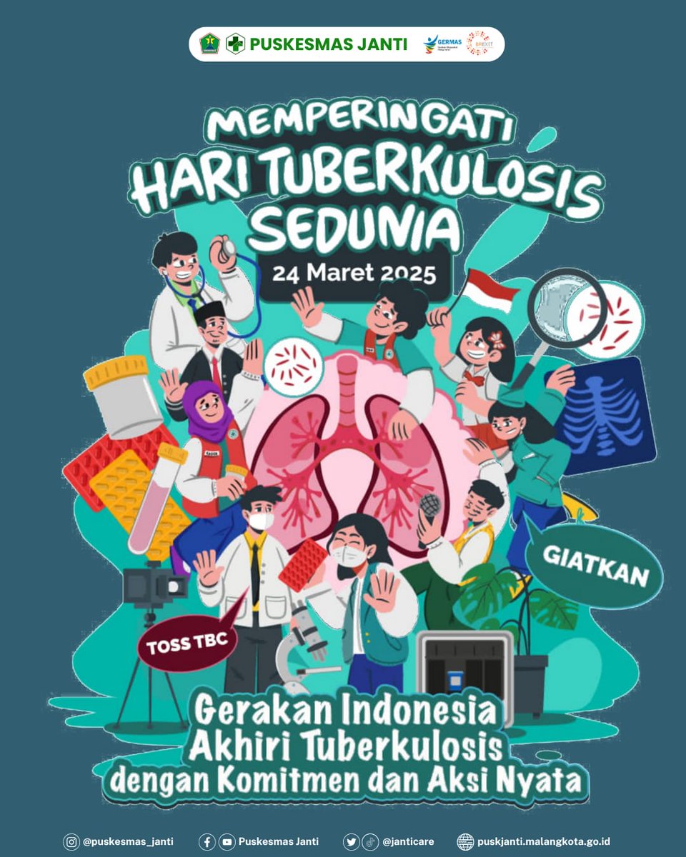 janticare's tweet photo. [HARI TB 2025]

Hai Sobat Sehat!

Tuberkulosis merupakan penyakit menular yang disebabkan oleh Mycobacterium Tuberkulosis. Penyakit ini menular melalui droplet, sehingga mudah menularkan kepada siapa saja terutama kontak erat pasien dan kelompok rentan. https://t.co/ndPO0f3zGO