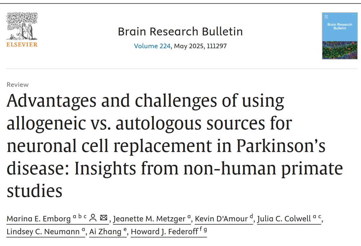 ASNTR (@asntrorg) on Twitter photo #ASNTR member in the news. New publication from Dr Marina Emborg <a href="/UWMadison/">UW–Madison</a>
"Advantages and challenges of using allogeneic vs. autologous sources for neuronal cell replacement in Parkinson’s disease: Insights from non-human primate studies"
#Parkinson #disease #stemcells #ASNTR member in the news. New publication from Dr Marina Emborg <a href="/UWMadison/">UW–Madison</a>
"Advantages and challenges of using allogeneic vs. autologous sources for neuronal cell replacement in Parkinson’s disease: Insights from non-human primate studies"
#Parkinson #disease #stemcells