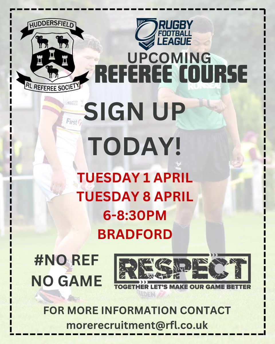 Huddersfield Rugby League Referees Society tweet media